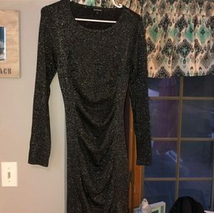 Express Black Glitter Body Con Dress